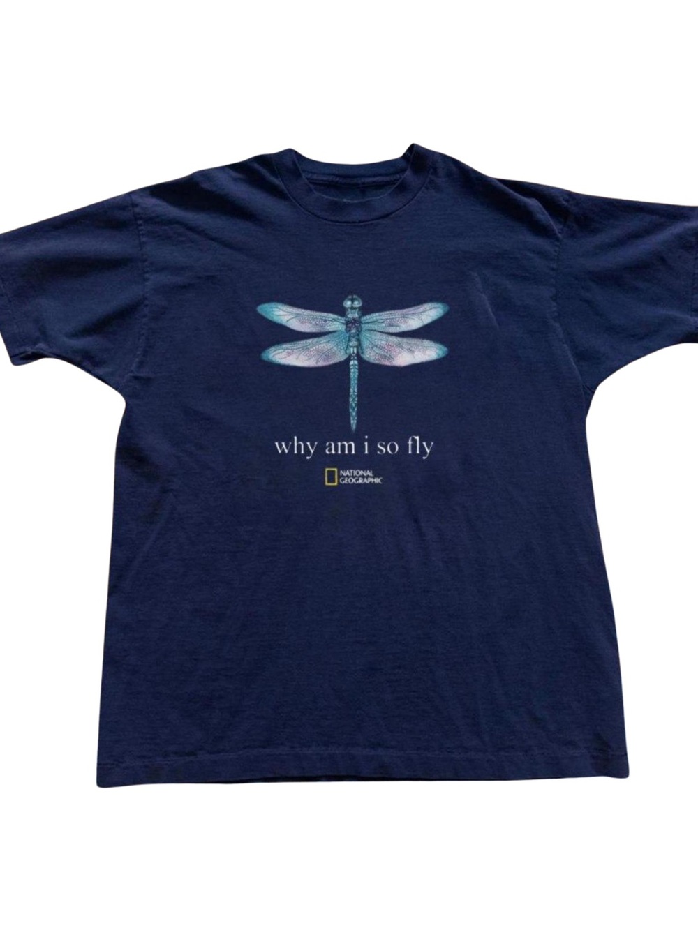 Gildan Navy Blue Tee with Teal Dragonfly Graphic